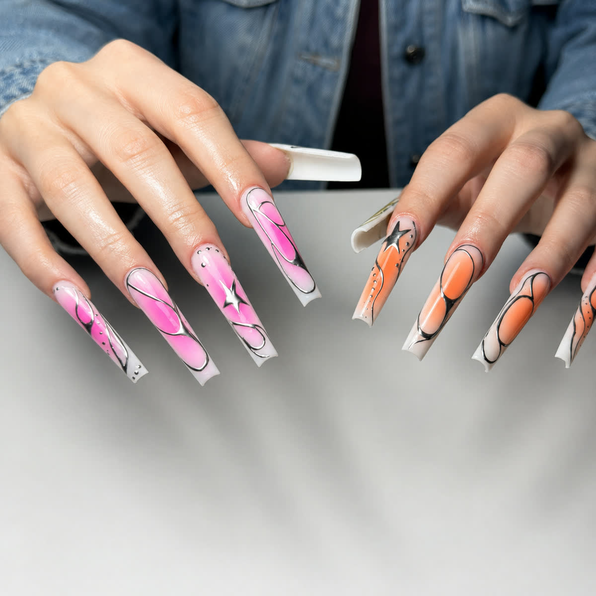 Pink-Orange Swirl, lang 12